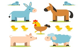 11 cartoon farm animal vector mater